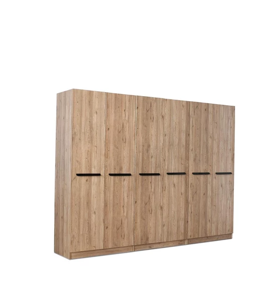 MERCAN MDF 6 Kapılı 2 Çekmeceli Gardrop Elbise Dolabı 240x53x216cm ürün görseli