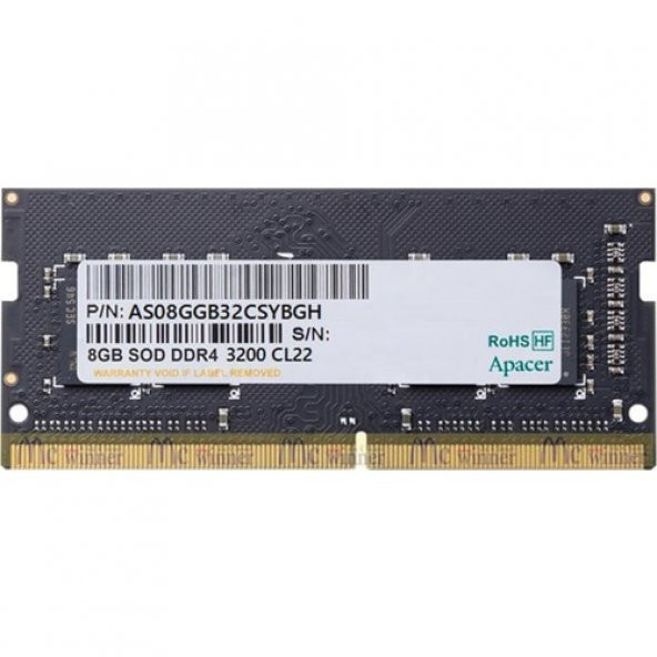 Apacer 8GB 3200Mhz DDR4 CL22 Notebook SODIMM Ram (ES.08G21.GSH)