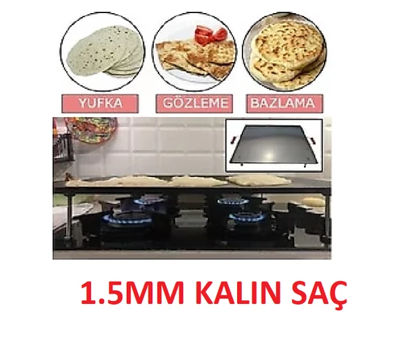 Gülsan Ocak Üstü Ekmek Yufka Gözleme Sacı 50 x 50 cm kare saç ürün görseli 1
