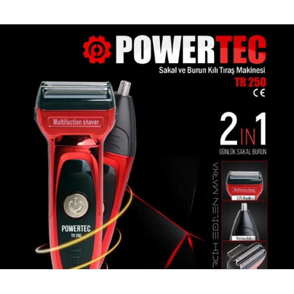 Powertec TR-250 Traş Makinesi Burun Kulak Kıl Makinesi Siyah