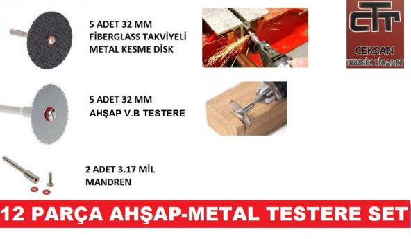 Gravür Testere 5 Adet 32Mm Ahşap+5 Adet Metal Kesme