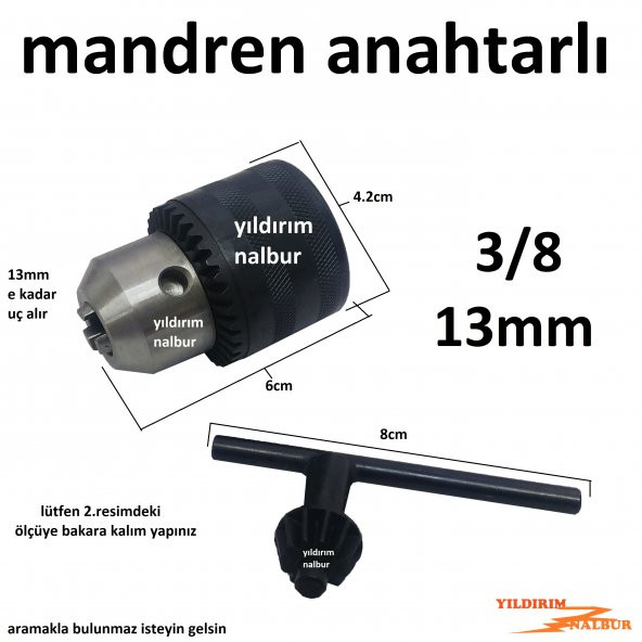 Matkap Mandreni 38 13mm Küçük Anahtarlı Mandıren Matkap Kafası