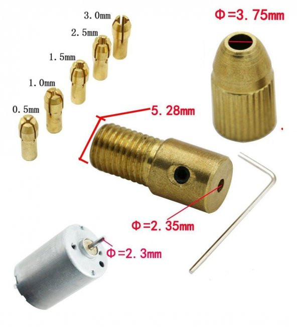 Otomatik Mandrel Motor Mandren Chuck Üniversal Mil Penset Okul