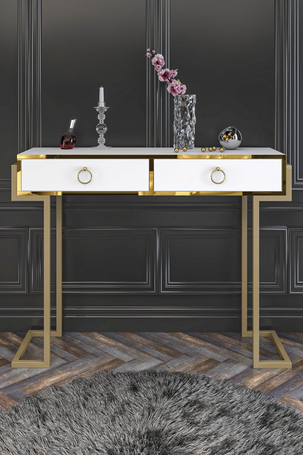 Givayo Mobilya Adriana Dresuar Beyaz Altın Ayak Bant - 2