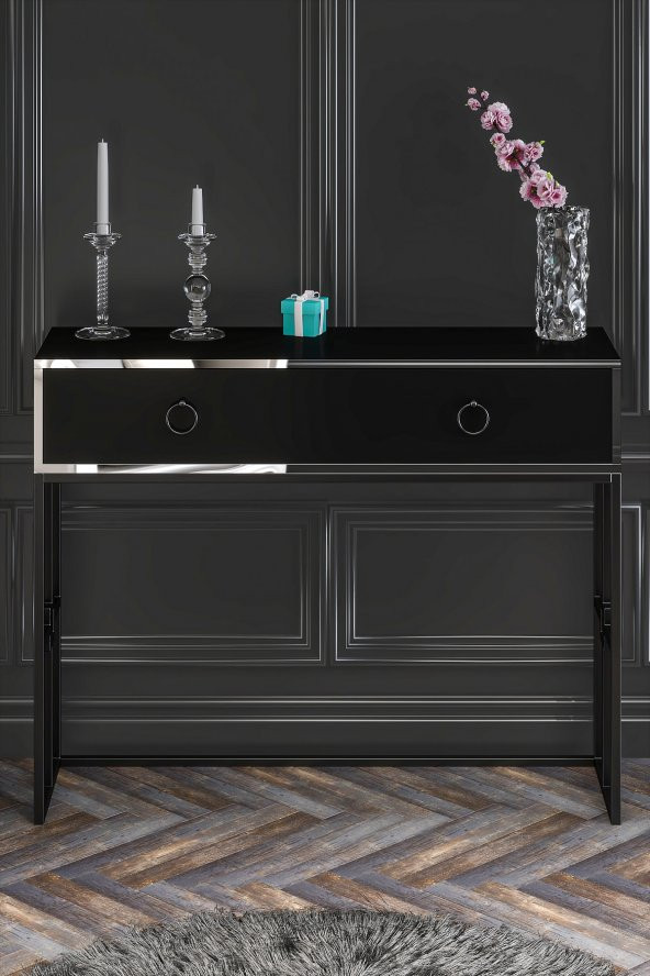 Givayo Mobilya Cassandra Dresuar Siyah Gümüş Bant Siyah Demir - 2