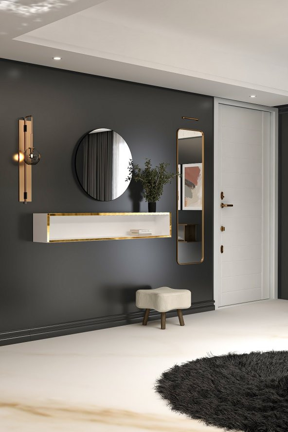 Givayo Mobilya Lee's Dresuar Duvara Monte Beyaz Altın 123 Cm - 2