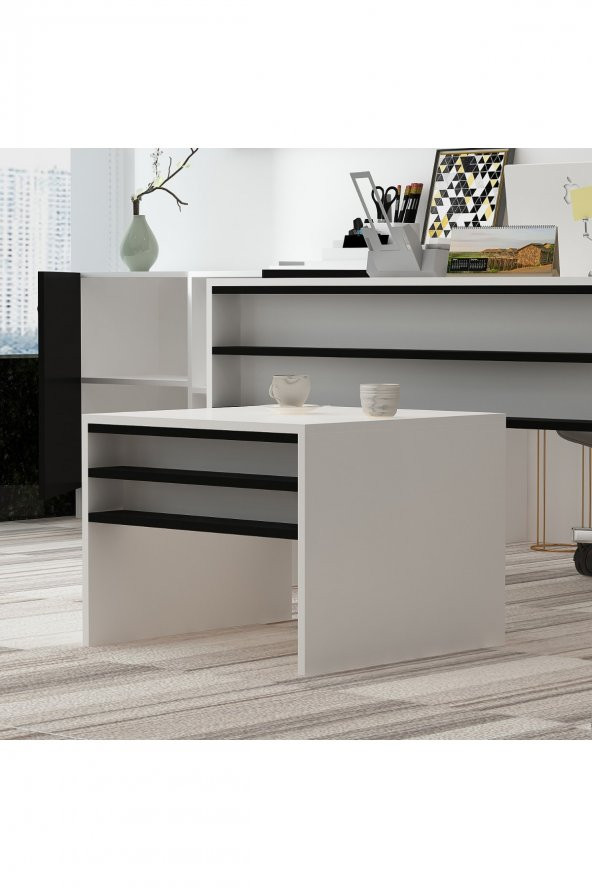 Givayo Mobilya Orion Ofis Sehpa Siyah Beyaz - 2
