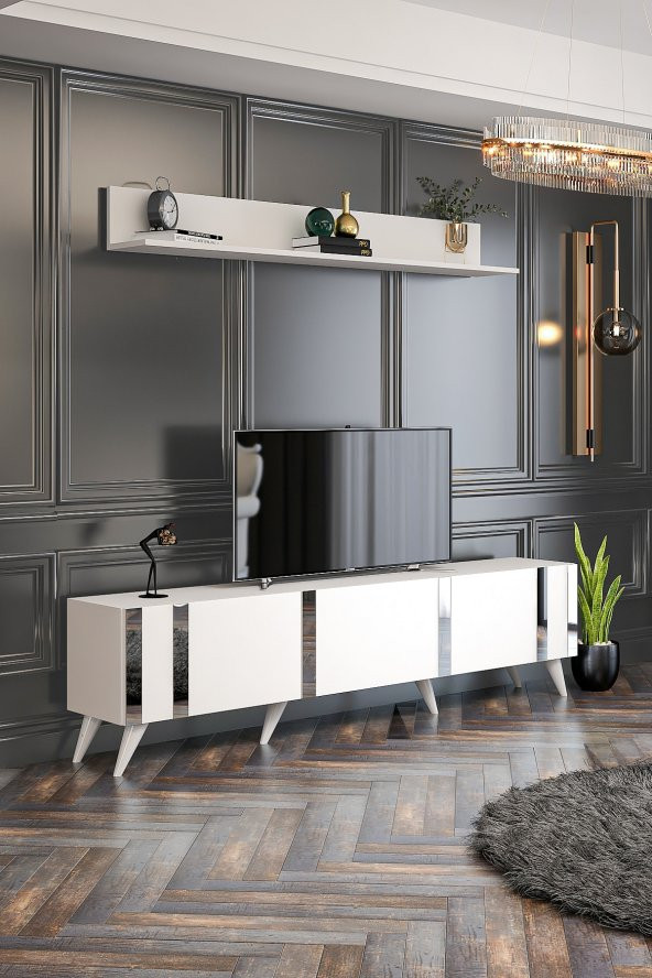 Givayo Mobilya Neva Tv Ünitesi 180cm Beyaz-gümüş