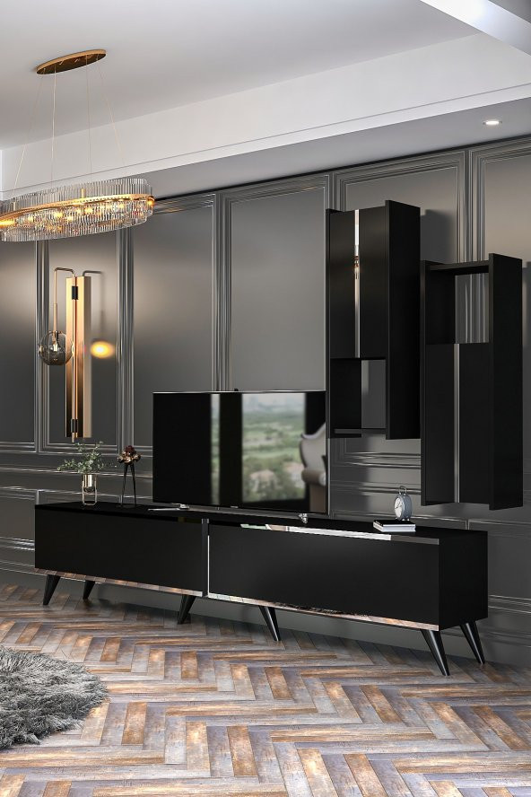 Givayo Mobilya Preto Tv Ünitesi 207 Cm Siyah Gümüş - 2