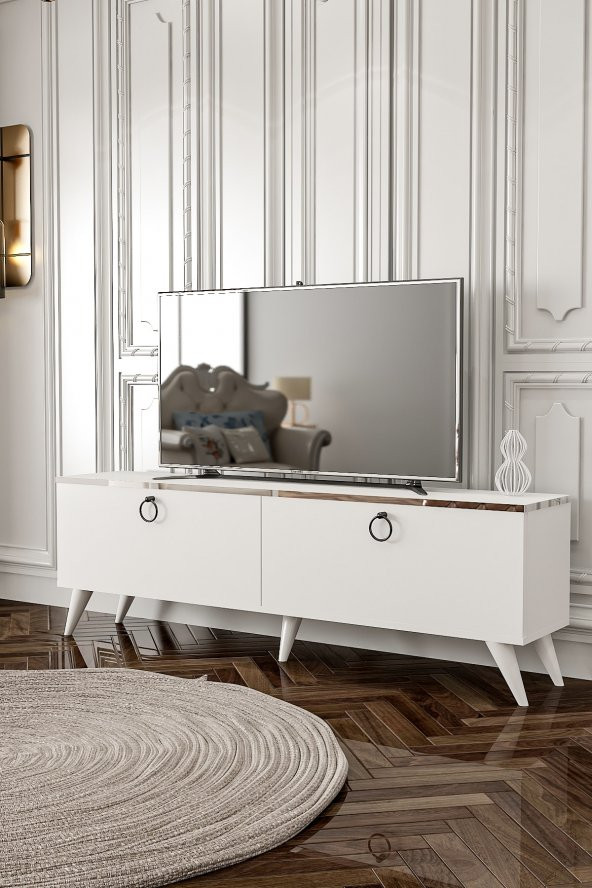 Givayo Mobilya Dawn Tv Ünitesi Duvara Monte - Ayaklı Kullanım 150 Cm Beyaz - 2