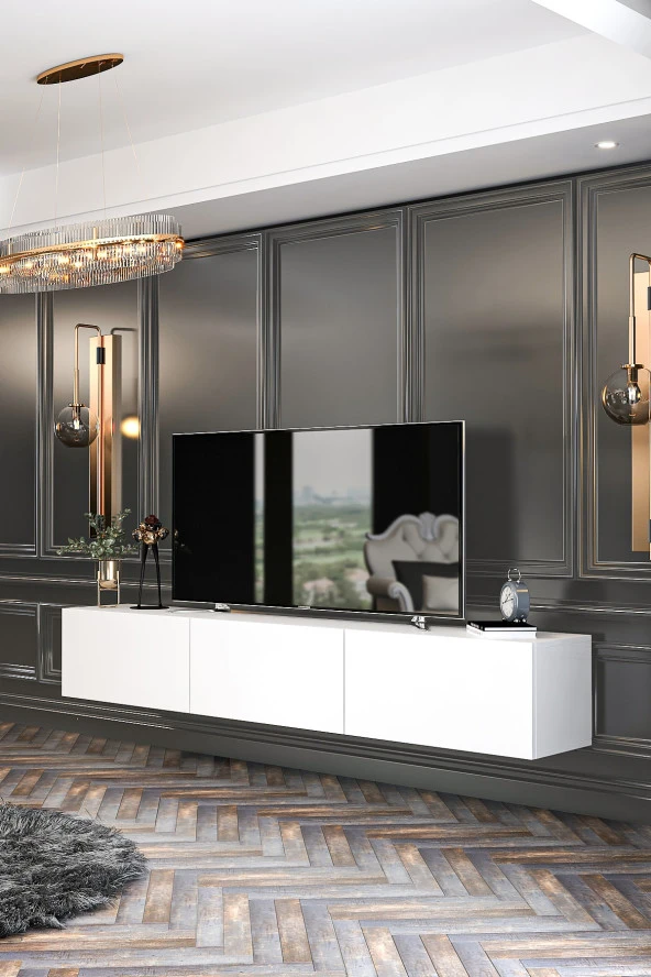 Givayo Mobilya Bodrum Tv Ünitesi Duvara Monte - Ayaklı Kullanım 180 Cm - 4