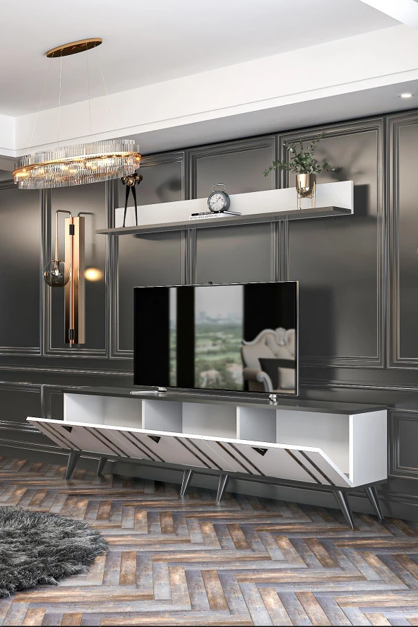 Givayo Mobilya Aldo Tv Ünitesi Beyaz - Antrasit - 4