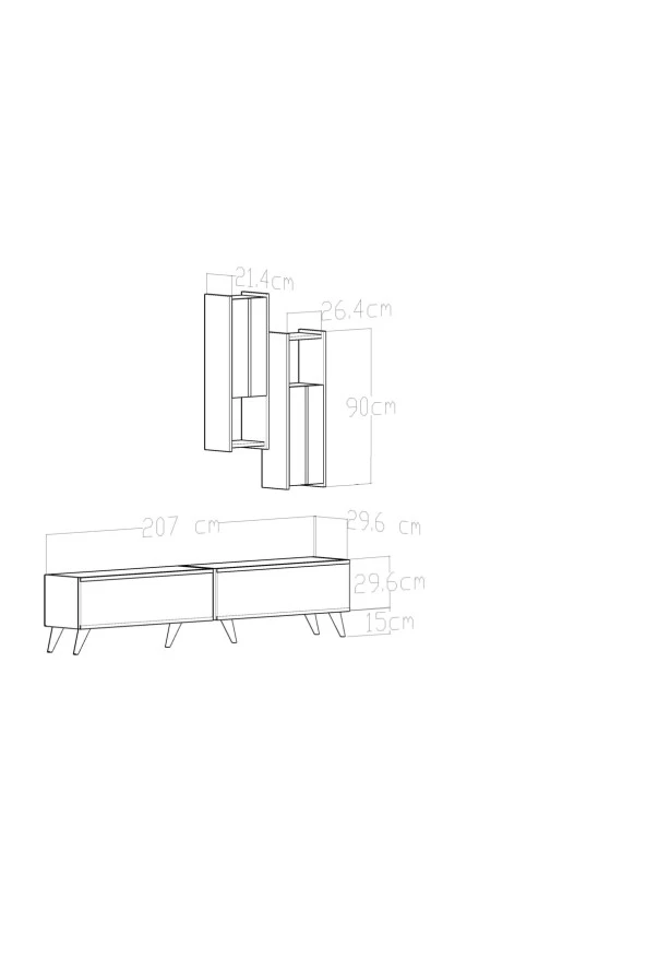 Givayo Mobilya Preto Tv Ünitesi 207 Cm Siyah Gümüş - 4