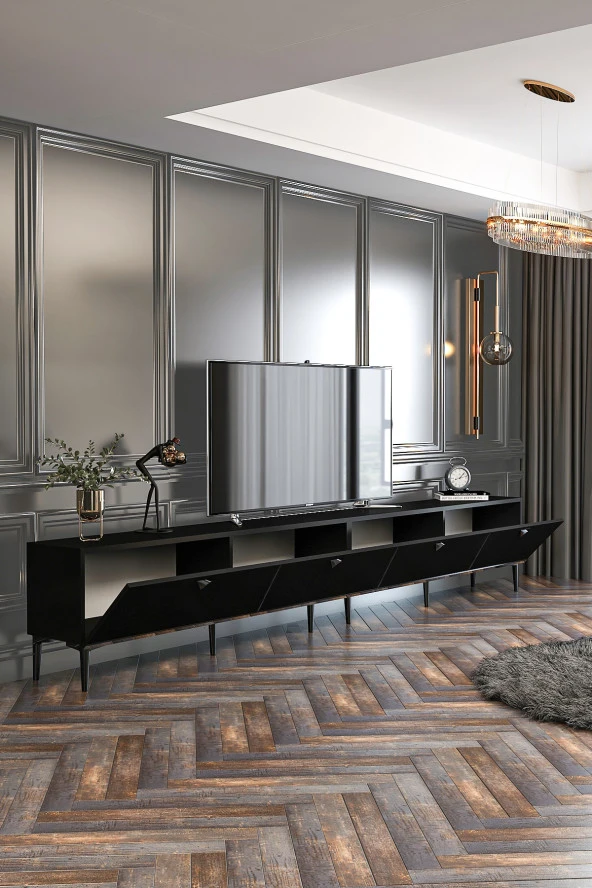 Givayo Mobilya Mety Tv Ünitesi 300 Cm Gümüş Siyah - 3