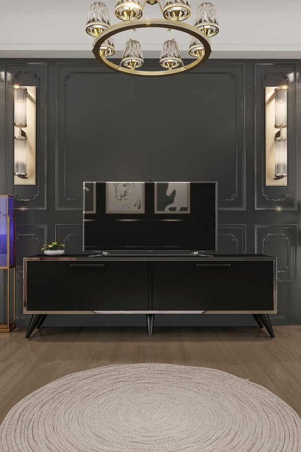 Givayo Mobilya Darkness Tv Ünitesi Siyah Gümüş - Resim 2