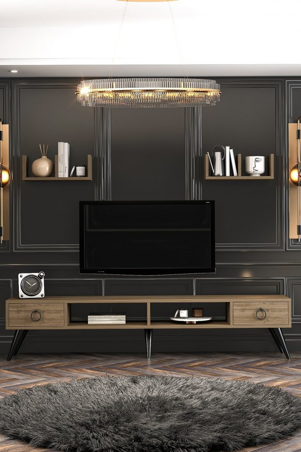 Givayo Mobilya Lucina Tv Ünitesi 2 Raflı Ceviz 180 Cm - 2