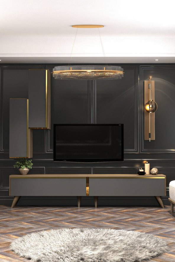 Givayo Mobilya Aspendos Tv Ünitesi Ceviz Antrasit - 2