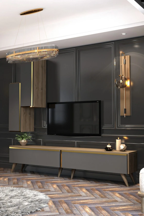 Givayo Mobilya Aspendos Tv Ünitesi Ceviz Antrasit - 3