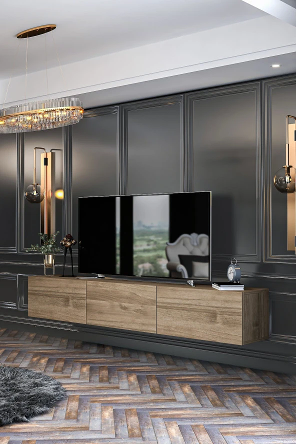 Givayo Mobilya Bodrum Tv Ünitesi Duvara Monte - Ayaklı Kullanım 180 Cm - 4