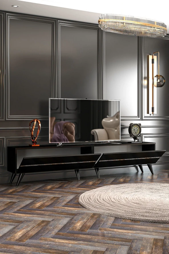 Givayo Mobilya Dakota Tv Ünitesi 207 Cm Siyah Gümüş - 3