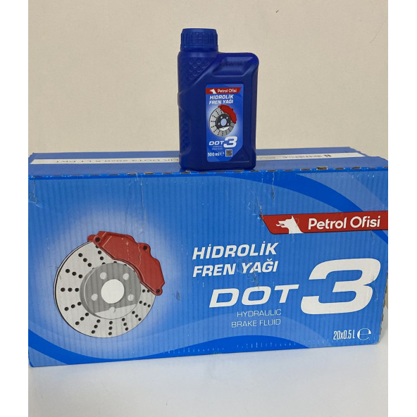 PETROL OFİSİ DOT3 HİDROLİK FREN YAĞI 500 ML X 20 ADET (2024 ÜRETİM)