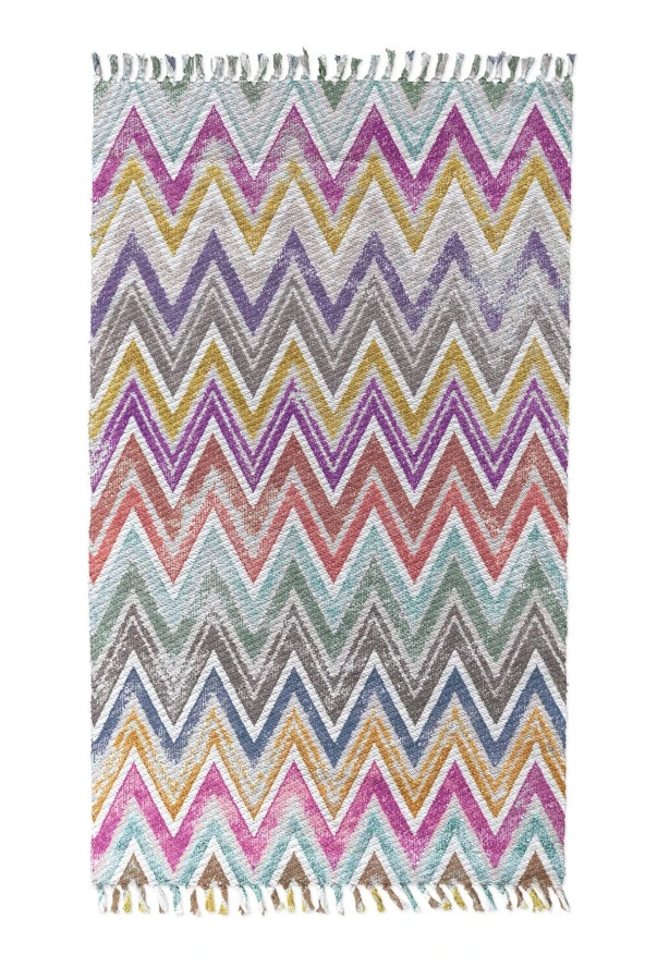 Soho Alaçatı 5 Renkli Zigzag Otantik Motif Kara Tezgah Halı Çift Taraflı Kilim