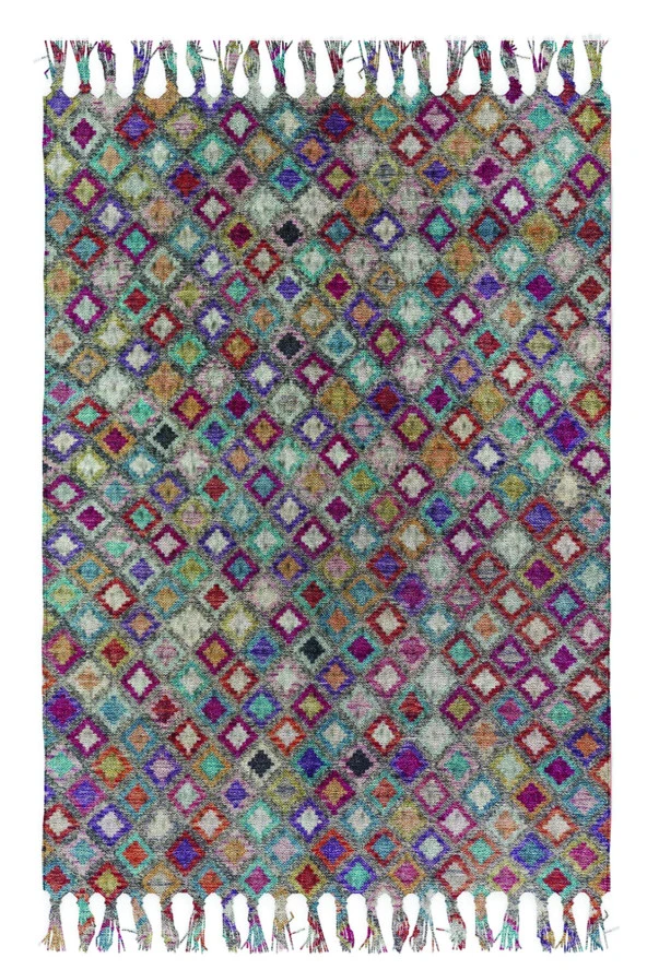 Etnik Otantik Vintage Desenli Yıkanabilir Saçaklı Uşak Dokuma Kilim Petra-9006