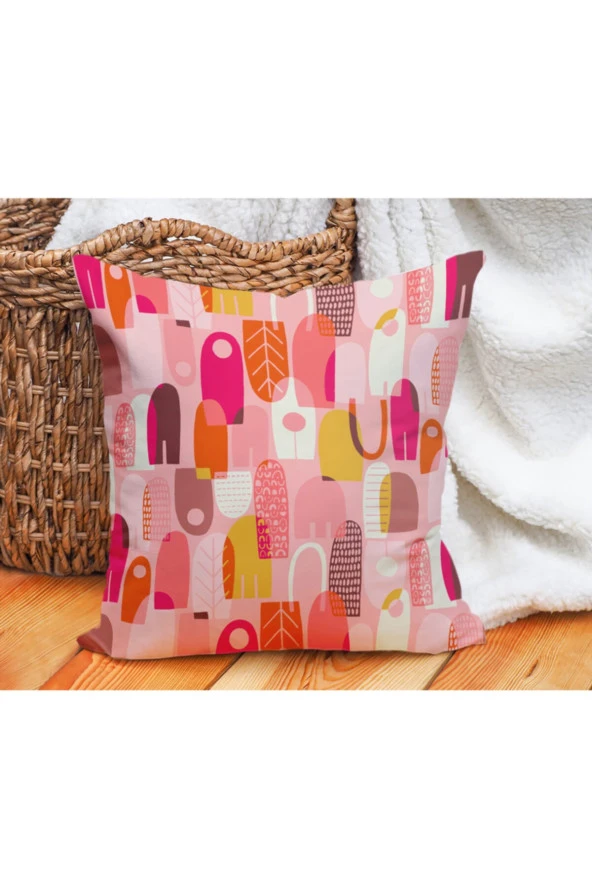 Çift Taraflı Renkli Minimal Şekiller Baskılı Kırlent Kılıfı - Resim 2