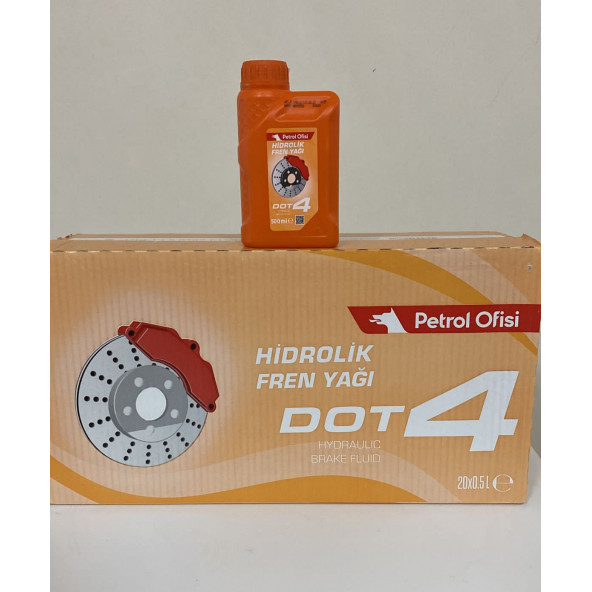 Petrol Ofisi DOT4 Hidrolik Fren Yağı 500 ml x 20 Adet (2023 üretim)