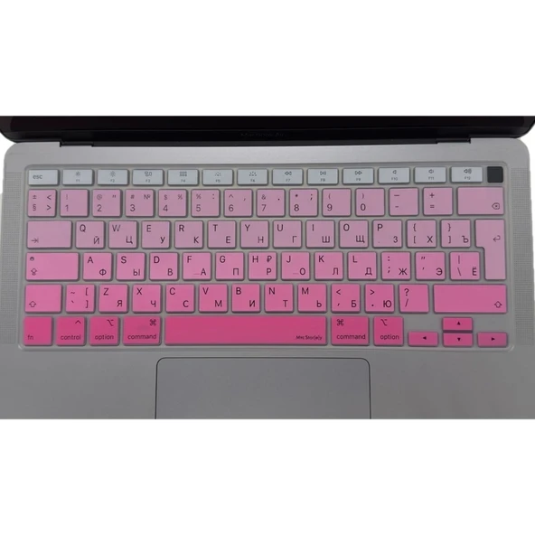 Rusça Klavye Koruyucu Macbook Air M1 Kılıfı (TouchID'li Air) A2179 A2337 ile Uyumlu Gradient - Resim 2