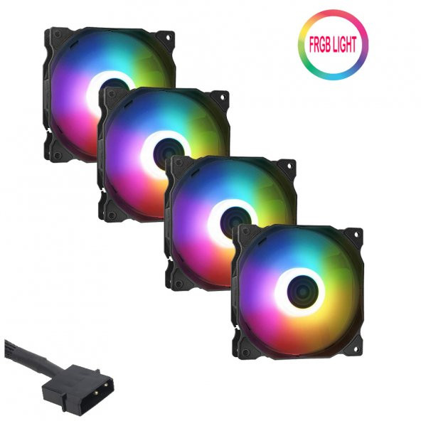 XASER CF03 FRGB Sessiz 12cm 4lü Set Kasa Fanı