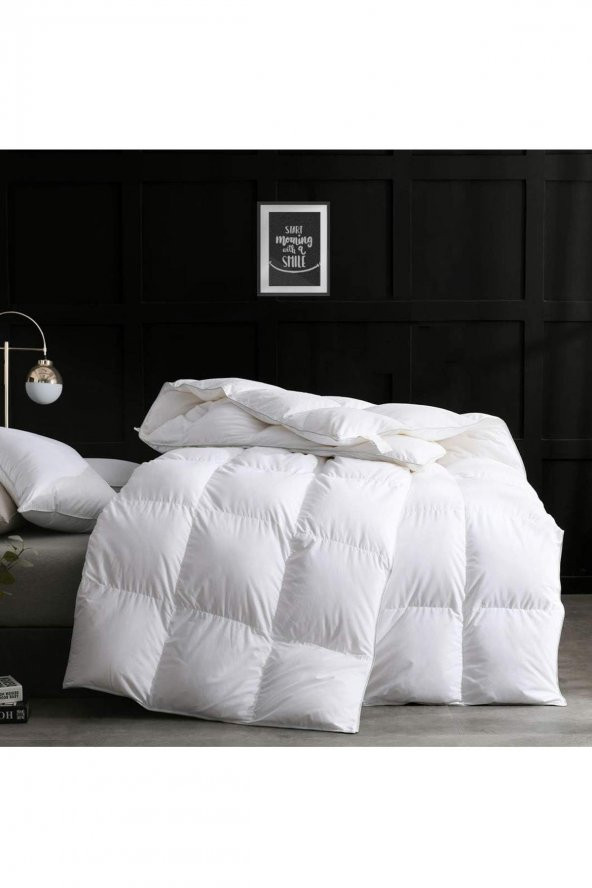 Silikon Yorgan Çift Kişilik 195x215 cm Beyaz Düz Sade Yumuşak Dolgulu Microfiber Kışlık Yorgan - 5