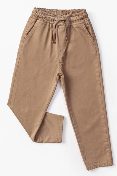 Çift Cepli Lastikli Bel Gabardin Erkek Çocuk Pantolon - 2