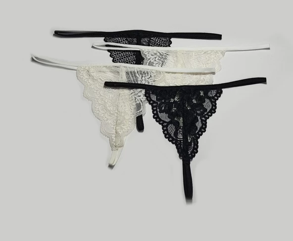 ASM1238 Kadın 4 Lü Renkli Dantel Çağırıcı İsteğim String - 4