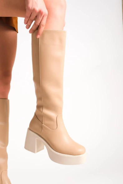 Mostar Ten Mat Kalın Platform Topuklu Günlük Çizme - 3