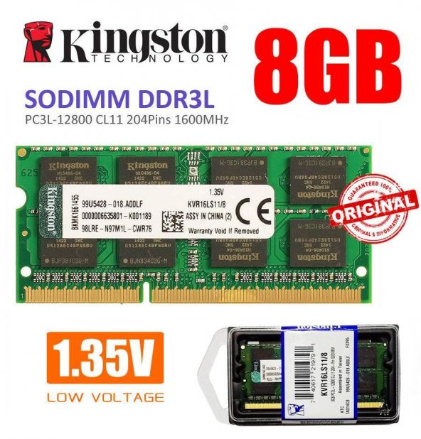 Toshiba C55-C5232X, C55D-C-120 Uyumlu 8gb DDr3 Kingston Notebook Bellek-Ram