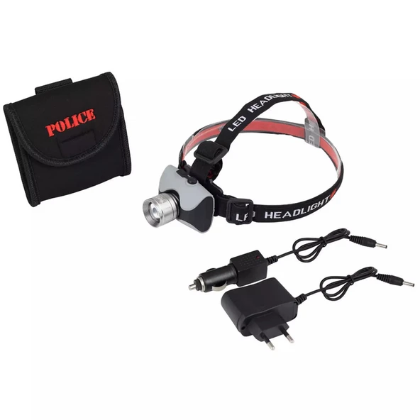 Police PS-1813 Cree Q5 LED Led Zoomlu Şarjlı Kafa Feneri ürün görseli 1