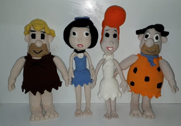 Taş Devri Ailesi Amigurumi Organik Oyuncak