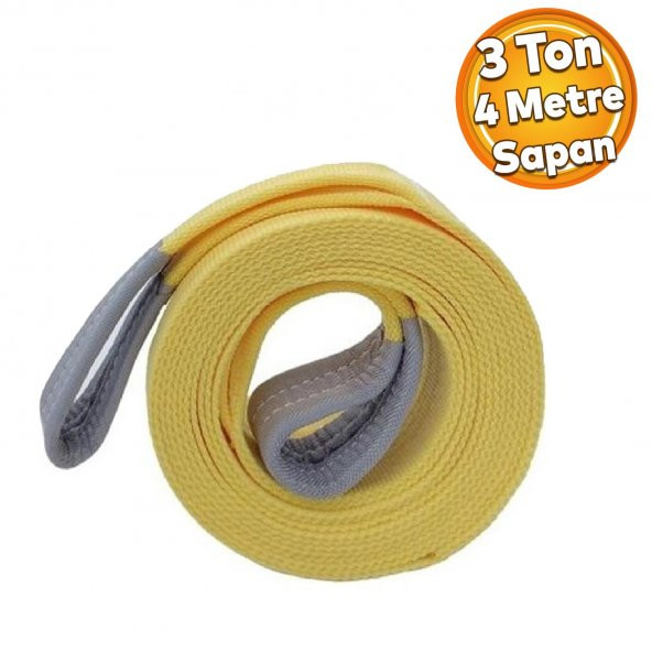 Sapan Polyester Spanzet 3 Ton 4 Metre Sarı Sağlam Yük Kaldırma Taşıma İndirme Halat