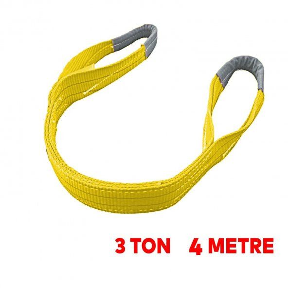 Sapan Polyester Spanzet 3 Ton 4 Metre Sarı Sağlam Yük Kaldırma Taşıma İndirme Halat - 2