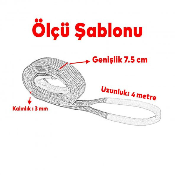 Sapan Polyester Spanzet 3 Ton 4 Metre Sarı Sağlam Yük Kaldırma Taşıma İndirme Halat - 3