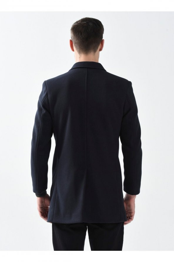 Slim Fit Sivri Yaka Lacivert Kaban - 4