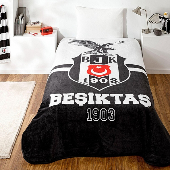 Taç Beşiktaş Logo Üstü Kartal Tek Kişilik Battaniye