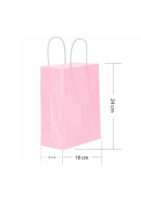 Roll-Up Kraft Çanta Pembe Küçük Boy 18x24cm 25li