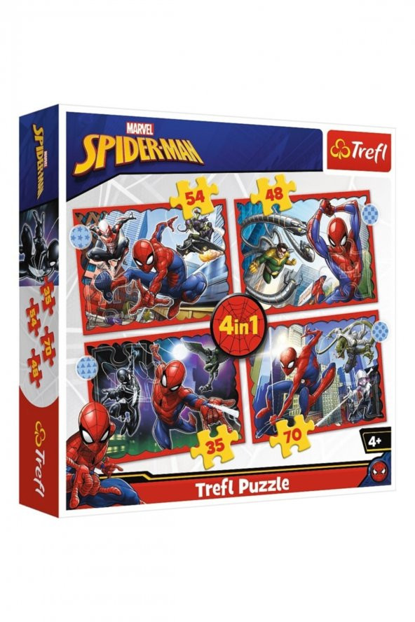 The Heroıc Spıder-man 4 In 1 Çocuk Puzzle (35+48+54+70 Parça)
