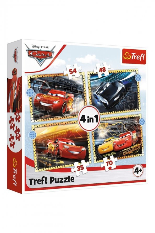 Ready, Steady, Go!  Dısney Cars 3 4 In 1 Çocuk Puzzle (35+48+54+70 Parça)