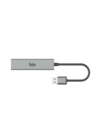 Bix BX06HB 4in1 USB 3.0 Hub, 1Gbps Ethernet, 3x USB 3.0 Windows Uyumlu Çoklayıcı Adaptör