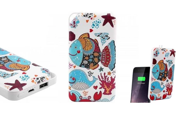 Cosmostech 10.000 Mah Powerbank Özel Resim Balık Temalı, Taşınabilir Güç Bankası