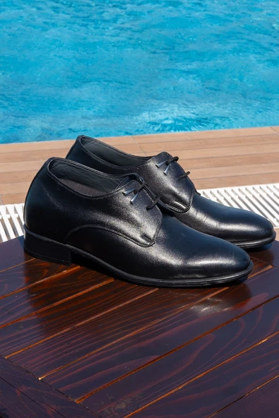 El Yapımı Oxford Model Çift Bağcık +7 Cm Boy Uzatan Gizli Topuklu Erkek Ayakkabı Damatlık Kundura - 2