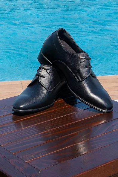 El Yapımı Oxford Model Çift Bağcık 7 Cm Boy Uzatan Gizli Topuklu Erkek Ayakkabı Damatlık Kundura ürün görseli